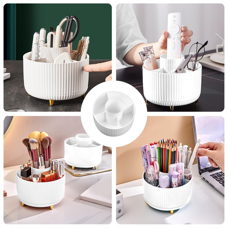 Diesisa Makeup Brush Case, 360° Rotation, Cosmetics Storage, 5 Slots