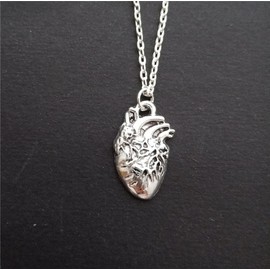 Human Heart Charm Necklace for Men Women, Punk 3D Anatomical Heart Charm Pendant Necklace, Creative Jewelry for Couple, Doctor, Scientist