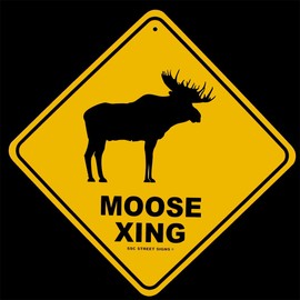 Treasure Gurus Moose Crossing Log Cabin Lodge Decor Alum Street Sign