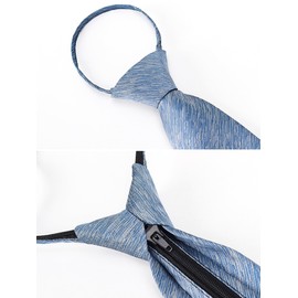 WANYING Men's 8 cm 3.15 Inch Classic Zip Tie Pre-Tied Safety Tie Business Tie Formal Business Wedding Length 48 cm Plain / Striped, Striped Light Blue