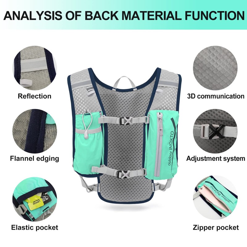 INOXTO Running Hydration Vest Backpack,Lightweight Insulated Pack with 1.5L Water