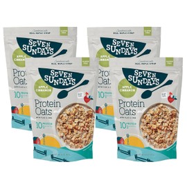Seven Sundays Protein Oats, Apple Cinnamon, 32 Oz Bag (Pack of 4), Gluten Free Oatmeal, 10g Upcycled Protein, Enjoy Warm, Cool or as Overnight Oats