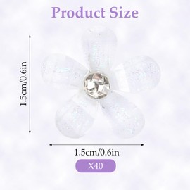 Oblihumoy 40 Pcs Small Flower Hair Clips with Rhinestones, Sweet Nonslip Flower Clips for Women Girl, Decorative Hair Styling Accessories for Wedding Summer Bridal Party