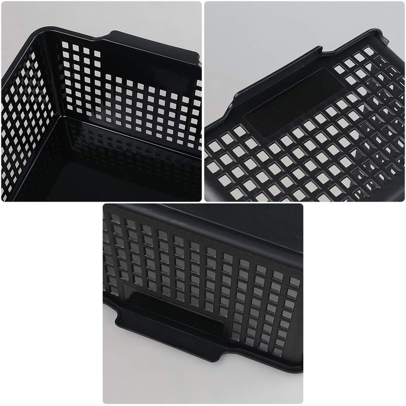 Leendines Plastic Storage Baskets, 3 Packs Plastic Black Organizer Bin