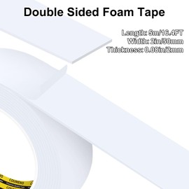 COUMENO Double Sided Foam Strip, EVA Foam Tape, Double Sided Sponge Adhesive Mounting Tape for Home Office Decor 2inX16.4FT White