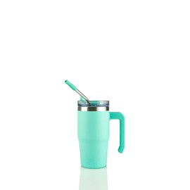 Hogg 12oz Grippy Powder Coated Tumbler Case (24 Pack) with Removable Handle, Lid, and Stainless Steel Straw, DIY, Customizable, Double Wall Insulated Tumblers (Mint)