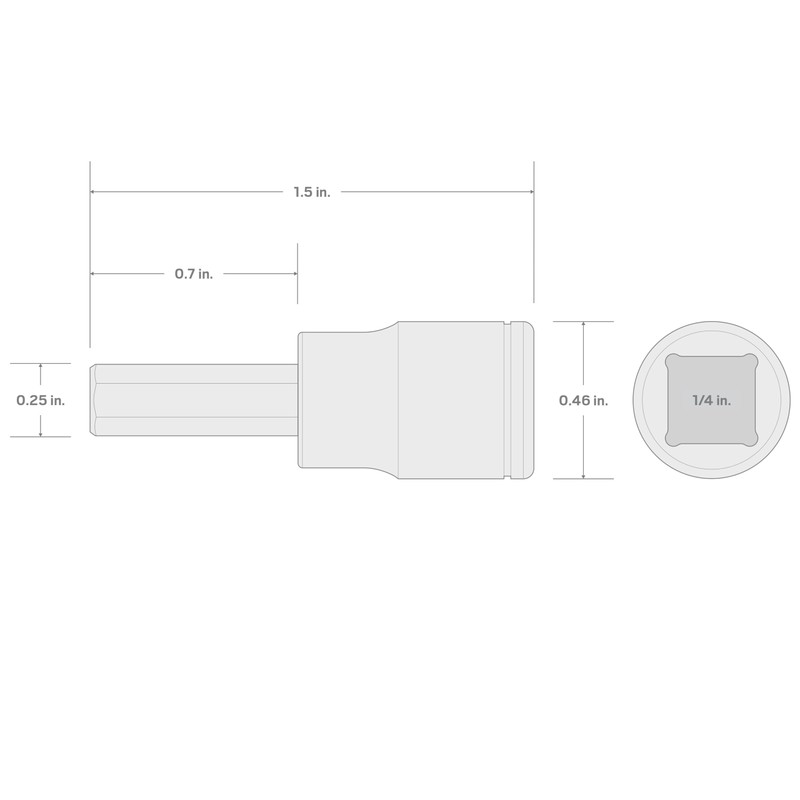TEKTON 1/4 Inch Drive x 5/16 Inch Hex Bit Socket