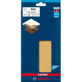 Bosch Professional Expert C470 Sandpaper with 14 Holes (for Hardwood, Paint on Wood, 115 x 230 mm, Grit 60, Orbital Sander Accessories), Pack of 10