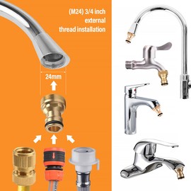 FOMGIIN Pack of 2 Universal Tap Connector for Taps, Hose Adaptor, Tap Adapter, Hose Coupling, Quick Coupling, Garden Hose Connector, Hose Connector Adapters