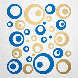 WANDfee® Wall Tattoo, Circles, Dots, 50 Stickers, Colour Choice For Children's Bedroom, Living Room, Hallway, Bathroom, Kitchen, Tile Stickers, gold