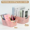 4-Pack Hollow Plastic Storage Baskets with Handles (Pink, Small)