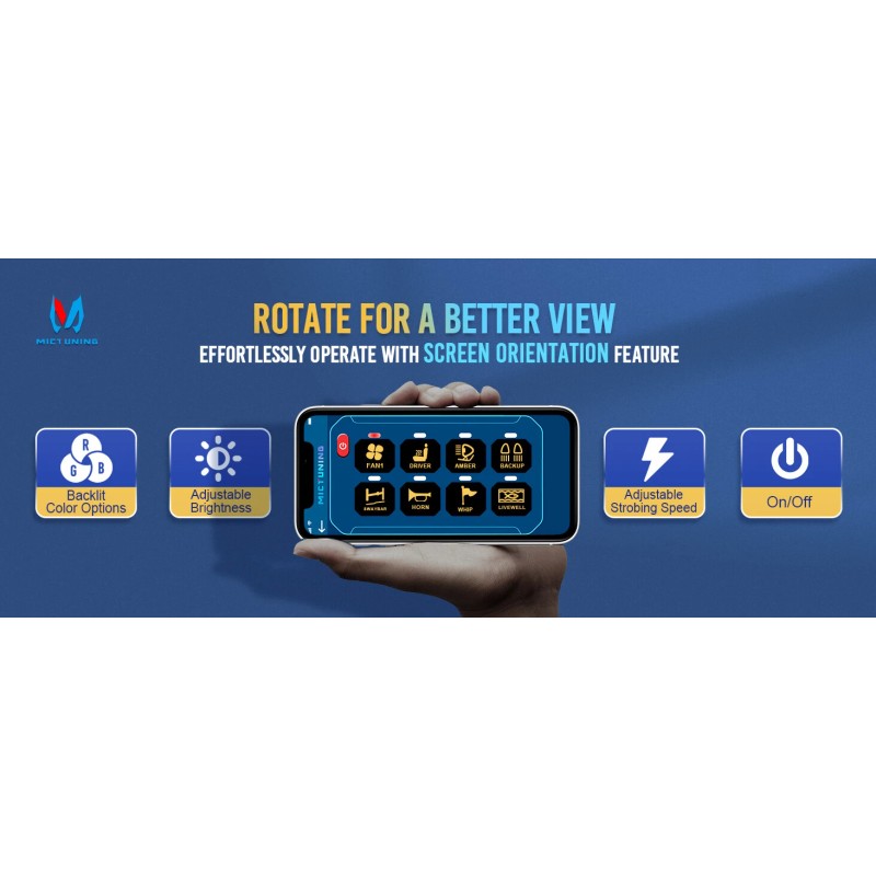 MICTUNING App Control RGB 8 Gang Switch Panel, Toggle ON-OFF