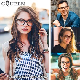 GQUEEN Fake Brille Ohne Stärke Damen Herren Nerdbrille Schwarz UV400