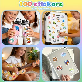100 Waterproof Vinyl Animal Stickers for Kids, Cute Water Bottle Laptop Stickers for Students Gifts Classroom Teacher Prizes Stocking Stuffers Sticker Pack for Kids Girls Teens