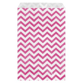 200 pcs Pink Chevron Paper Gift Bags Shopping Sales Tote Bags 6 x 9 Zig Zag Design-Caddy Bay Collection