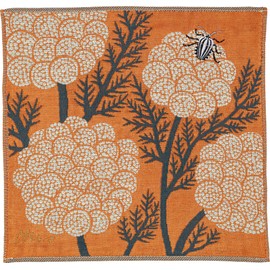 Kusubashi Ori Mon A-68404-86-OR Morita MiW Gauze Handkerchief, Shield Bug, Orange, Approx. 9.8 x 9.8 inches (25 x 25 cm)