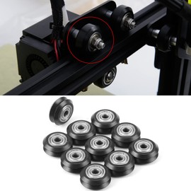 Oumefar Pack of 10 Deep Groove Pulley Pulley Metal V-Rail Pulley Wheel Plastic Passive Bearing Pulley for Linear Motion System