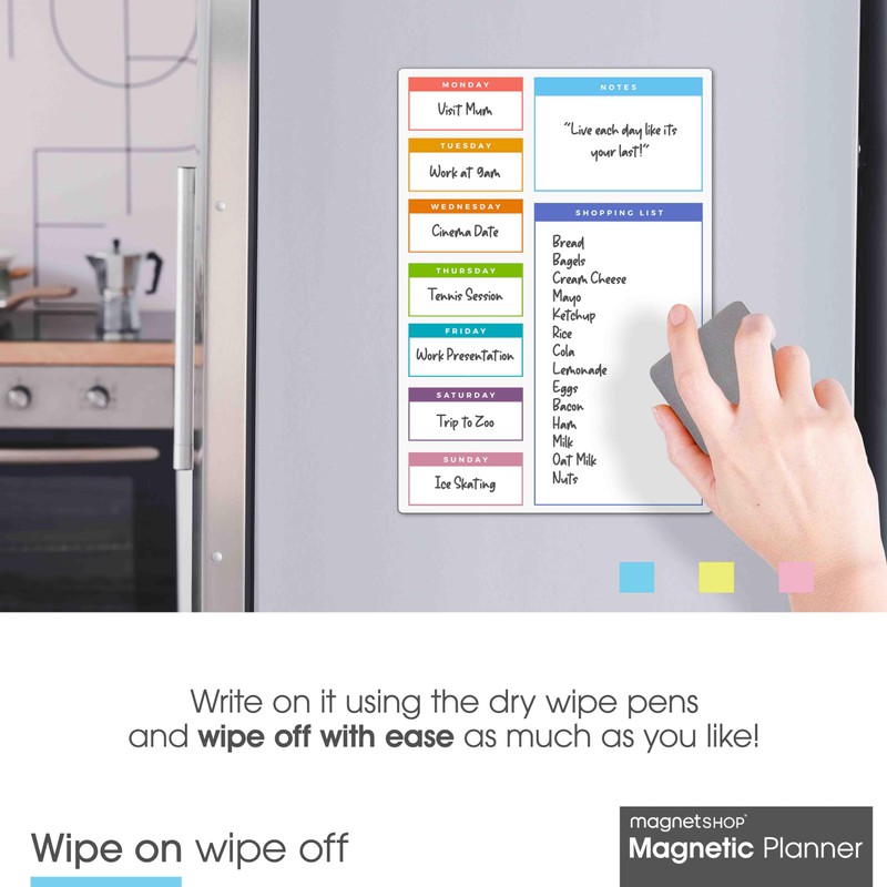 TMS Magnetic Weekly Planner and Dry Wipe Pen, Meal Planner