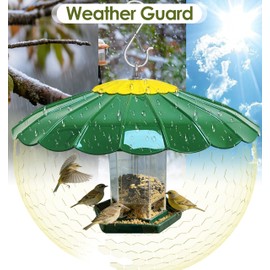 andergi 13.5-Inch Hummingbird Feeder Shade Dome Cover,Bird Feeder Rain Cover & Squirrel Shield, Weather Guard with Hanging Bird Feeders,Squirrel Proof for Shepherd's Hook Outdoors(Green) 2 Pack