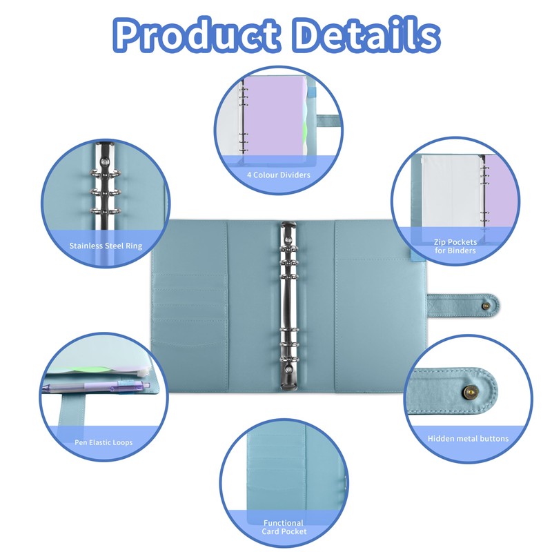 Mlife A5 Refillable Ring Binder, with 180 Sheets Refill Paper,A5