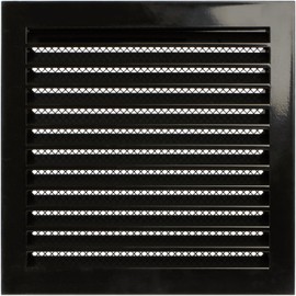 12" x 12" Black Vent Cover - Galvanized Steel - Industrial Square Air Vent Louver - Metal Soffit Vent with Screen - Mesh - Squared Vent Grille for House Or Garage Wall