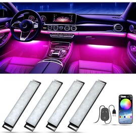 Honalia Car LED Lights Interior, RGB Interior Car Lights with App Control and Music Sync, USB Under Dash LED Lights for Jeeps Trucks SUVs, DC 5V