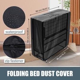 Folding Duvet, Storage Bag for Guest Beds, Folding Bed Protective Cover, Black, Multifunctional Bed Protective Cover, Waterproof, Dustproof, Protective Cover, 99 x 38 x 114 cm