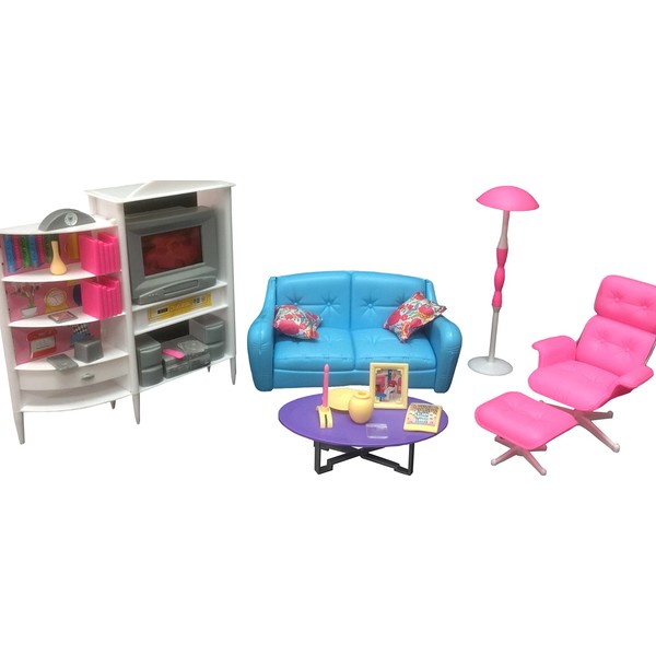 Gloria Dollhouse Furniture - Family Room TV Couch Ottoman Playset