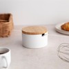 KOOK TIME Ceramic Sugar Bowl with Bamboo Spoon and Lid