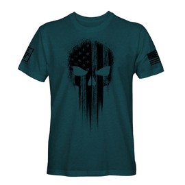 Fantastic Tees USA American Skull Patriotic Shirts for Men T-Shirt (Midnight, XL)