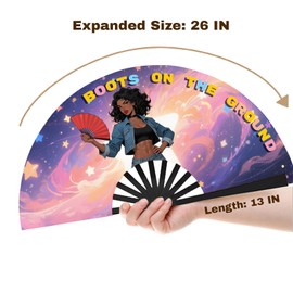 Clack Fans for Line Dancing, Boots on The Ground Hand Fan, Where Them Fans At, Line Dance Popping Fan for Dance, Party, Decoration, Festival, 26In (Style5)