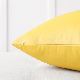 Mixhug Decorative Throw Pillow Covers, Velvet Cushion Covers, Solid Throw Pillow Cases for Couch and Bed Pillows, Pale Yellow, 20 x 20 Inches, Set of 2