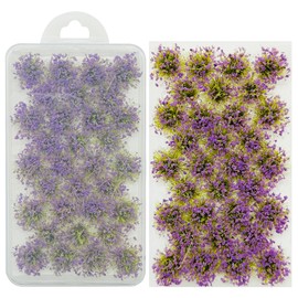 Woohome Static Grass Tuft Model Grass Tufts, 32 PCS Railway Artificial Grass Purple Bushy Tuft Flower Cluster Vegetation Groups for DIY Architecture Building Model Train Landscape Railroad Scenery