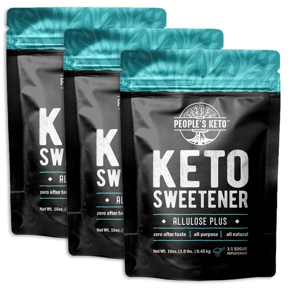 Allulose Sweetener, Keto-Friendly, 0g net carb, Low Carb Sugar, 1:1 Sugar Substitute, The People's Keto Company Allulose Plus, 1 lb, Gluten Free, Vegan, 100% Made in USA (3 Pack)