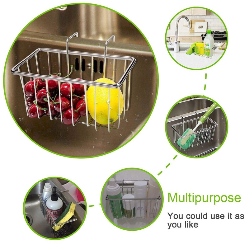 JIANYI Kitchen Sponge Holder, Stainless Steel Sink Caddy Organizer, Rustproof