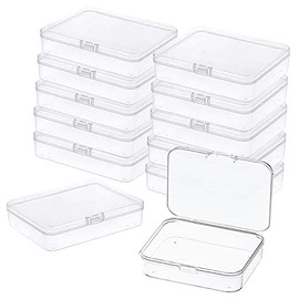 12Pcs Mini Plastic Storage Containers Box with Lid, 3.5x2.36 Inches Clear Rectangle Box for Collecting Small Items, Beads, Game Pieces, Business Cards, Crafts Accessories