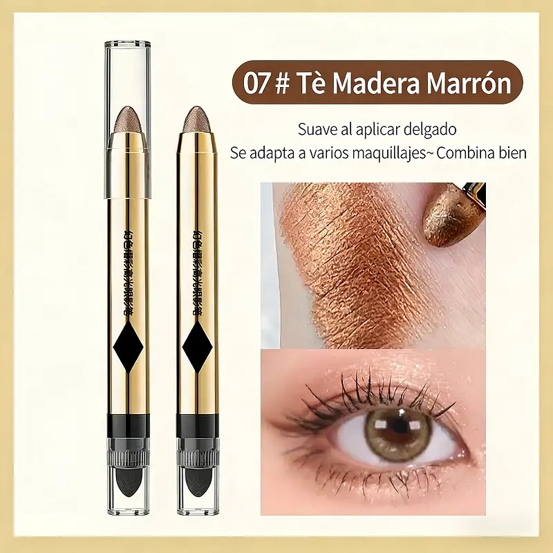 Doble Lápiz Sombras Portátil: Perla Con Brillo Fino