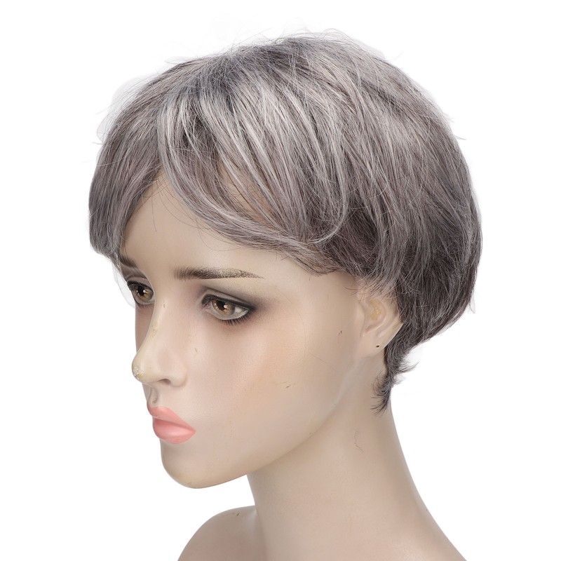 Men Gray Short Wig Heat Resistant Synthetic Multipurpose Adjustable Layered