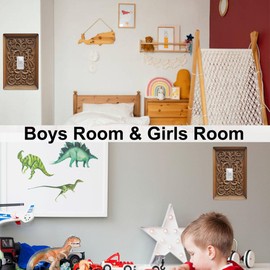 Mdulftar Brown Wood Pattern Single Toggle Light Switch Plates Cover Decorative 1 Gang Wall Plate Electrical Faceplate for Bathroom Bedroom Home Decor 4.5 * 2.76 Inch