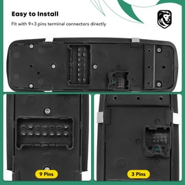 YHTAUTO Master - Interruptor de ventana eléctrica del lado del conductor de repuesto para Dodge Ram 1500 2500 3500, 3+9 pines, sin espejos plegables eléctricos, doble interruptor de control de ventana