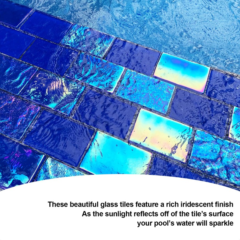 LSDECO 5 Sheets Glass Tile Mosaic Tiles Pool Tile Backsplash