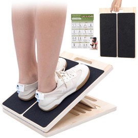 Slant Board for Calf Stretching, 5 Angle Portable Adjustable Calf Wooden Stretch Board with Training Poster, 300lb Weight Capacity for Ankle Heel Feet Leg Knees Physical Therapy Equipment
