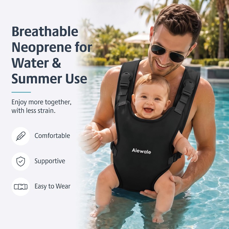 Water Baby Carrier, Quick-Dry Neoprene Infant Sling,Black