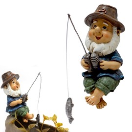 Norhogo 1pcs Garden Gnomes Statue Resin Figurine Dwarf Sculpture Decor, Fishing Gnome Statue, garden gnomes outdoor funny for Lawn, Yard, Balcony, Porch, Patio, Home, Indoor Outdoor Decorations