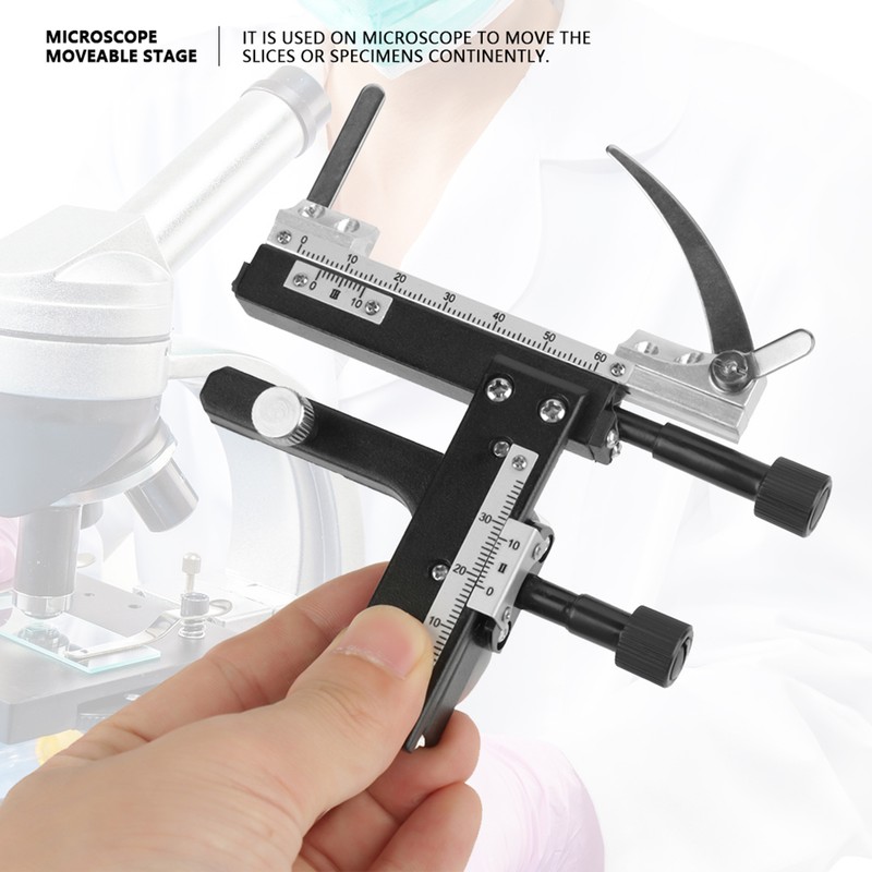 Microscope Attachable Mechanical Stage X-Y Moveable Stage Caliper With Scale