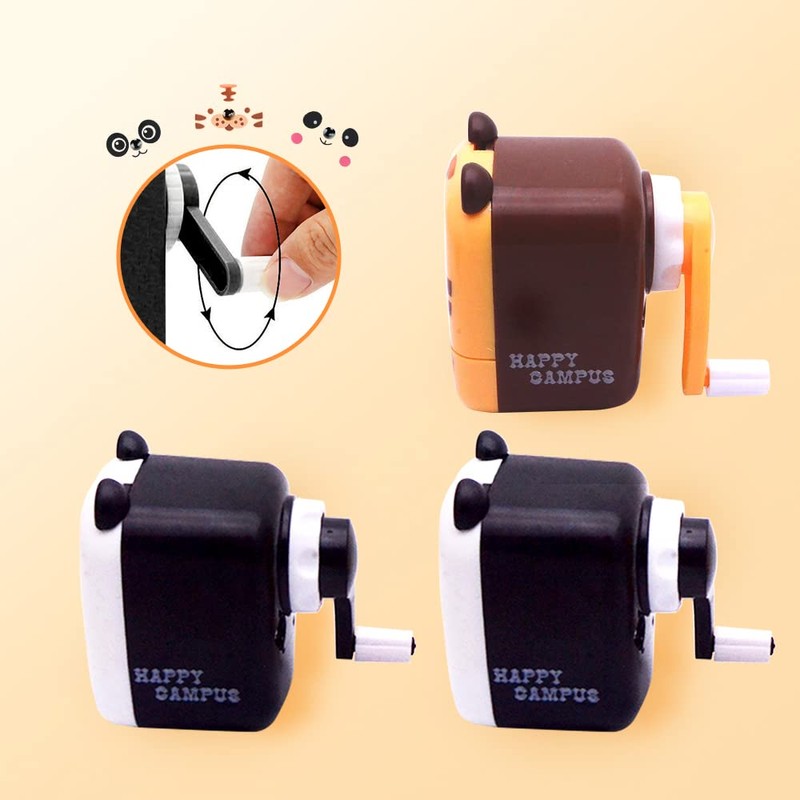 Pencil Sharpener Cute Metal Desktop Pencil Sharpener with Handle, Cartoon
