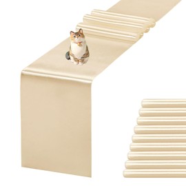 JEVIX 10 Pack Satin Table Runner 12 X 108 Inch Silk Table Runner for Party,Wedding, Birthday, Banquets,Decoration(Champagne)