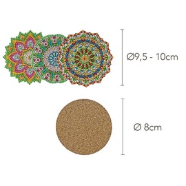 Ideen mit Herz 12 Diamond Painting Coasters with Metal Stand | 12 Cork Coasters | Includes Diamonds & Tools | 29 Pieces (Flowers Mandala)