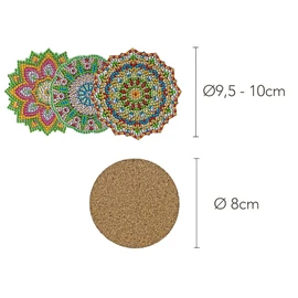 Ideen mit Herz 12 Diamond Painting Coasters with Metal Stand | 12 Cork Coasters | Includes Diamonds & Tools | 29 Pieces (Flowers Mandala)