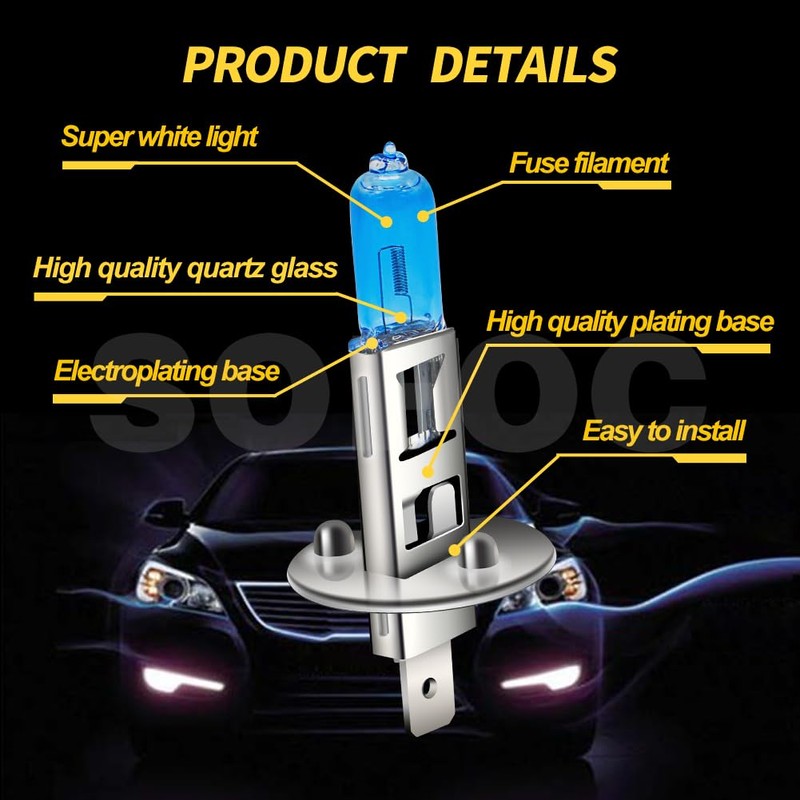SOFOC Super Bright H1 Car Fog Light Headlight Remote Low